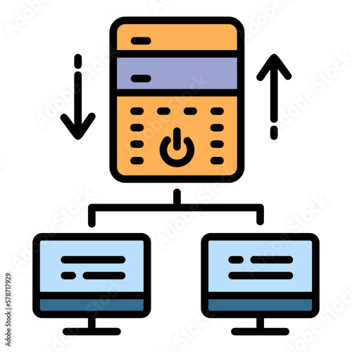 RDP or Virtual Computer Stock illustration, Desktop Sharing Vector Icon Design, Cloud computing and Internet hosting services Symbol, Screen Sharing Sign, Pre-built virtual machines concept