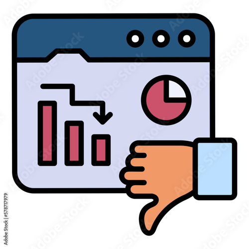 Decreased CTR Sign, Low bounce rate stock illustration, Low Click through rate Concept, Financial Loss with Small down trend Graph Vector Icon Design, SEO and Digital Marketing Symbol, 