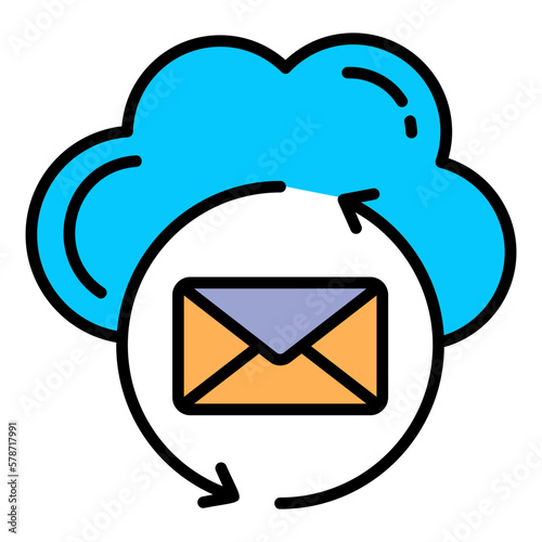 Cloud Server Messaging Exchange Vector Icon Design, Machine Daemon Sign, Hosted Email Server Concept, Cloud computing and Web hosting services Symbol stock illustration, 
