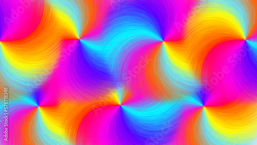 Color Round Shapes. Rainbow swirls of colors with fine stripes illustration.
