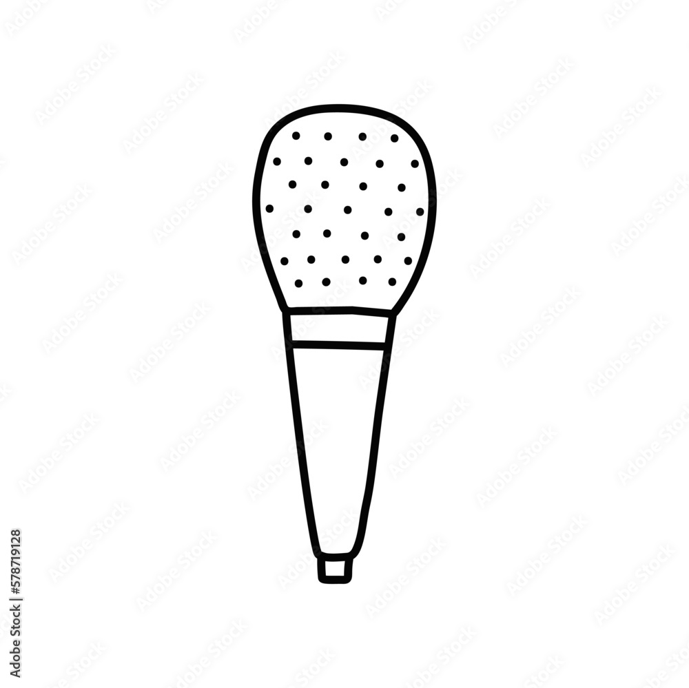 Microphone isolated on white background. Musical item for singing, performances, karaoke. Vector hand-drawn illustration in doodle style. Perfect for cards, decorations, logo. Microphone isolated on white background. Musical item for singing, performances, karaoke. Vector hand-drawn illustration in doodle style. Perfect for cards, decorations, logo.