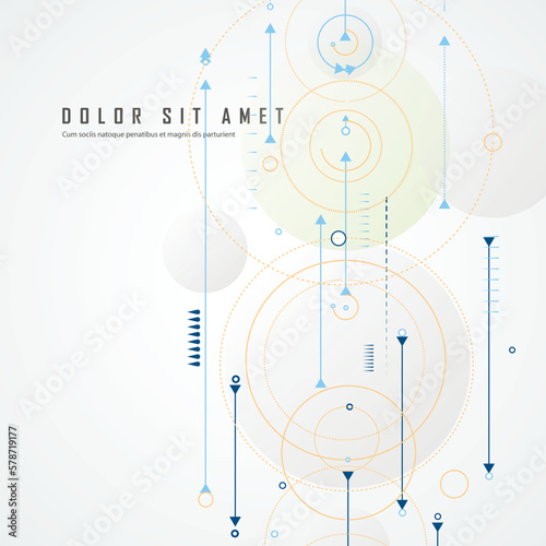 Vector circles abstract design connect background. Pattern with dots and lines and arrows. Future digital medical illustration. Geometric abstraction dynamics design