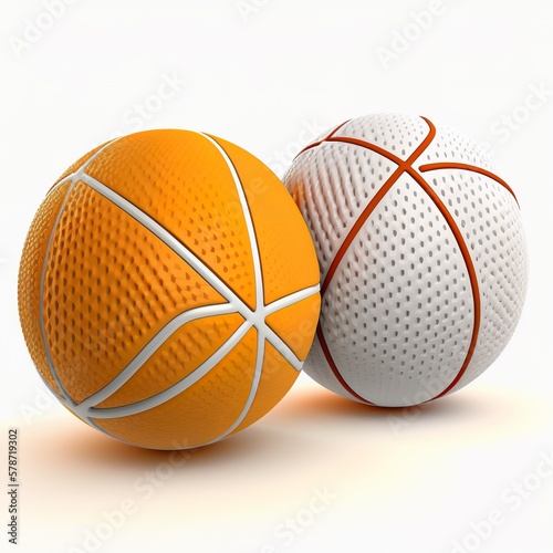 Basketball balls isolated on white background orange  with lines red black two sport snap competition  Generative AI 