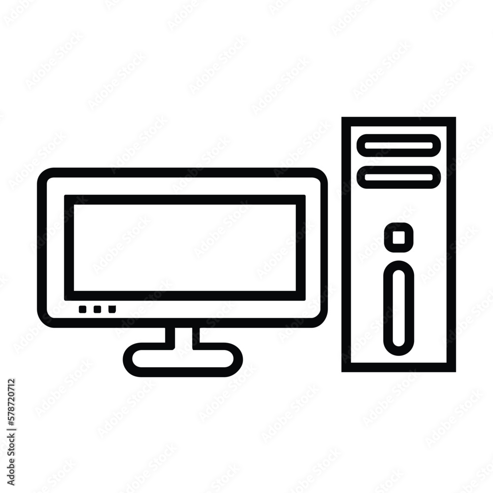 Home desktop computer personal PC flat vector icon Home desktop computer personal PC flat vector icon
