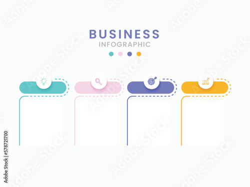Business Infographic Template With Thin Line Icons And 4 Options Labels.