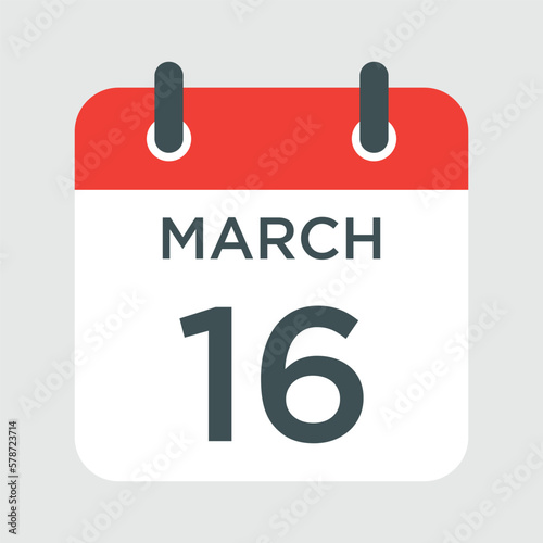 calendar - March 16 icon illustration isolated vector sign symbol