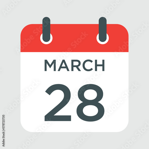 calendar - March 28 icon illustration isolated vector sign symbol