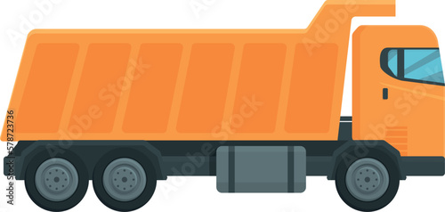 Orange tipper icon cartoon vector. Truck unload. Vehicle tip