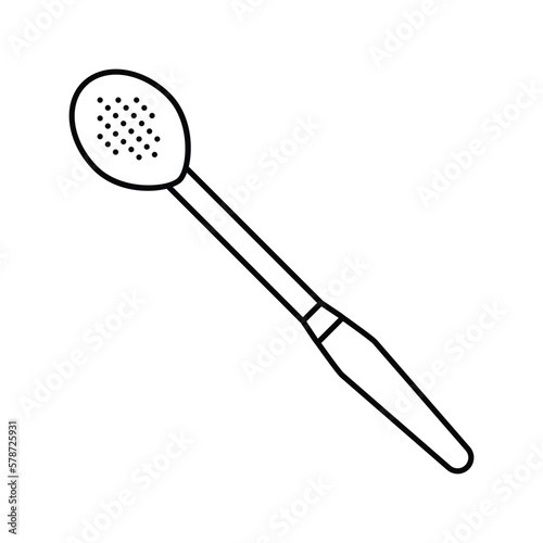 slotted spoon kitchen cookware line icon vector illustration