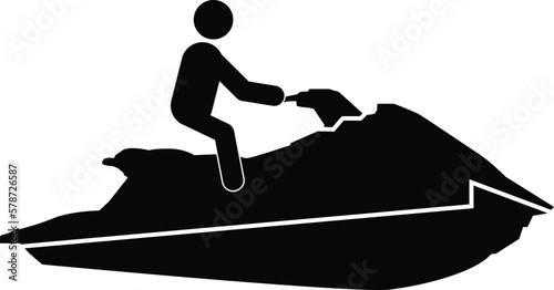 Jet ski icon on white background. Scooter transport water sport sign. A rider on a water scooter symbol. flat style.