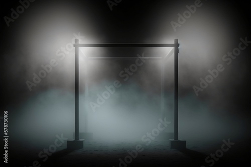 Strength and Mystery: Gymnastic Bars in Blackout Fog. Generative AI