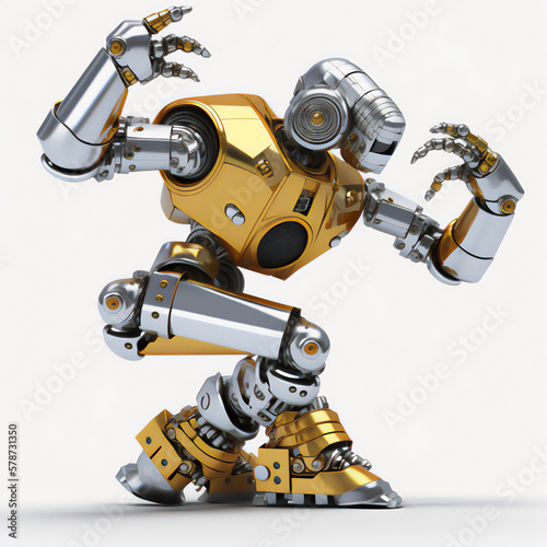 Multicolor render of a robot dancing