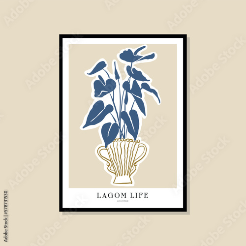 Vector illustration of botanical printable poster. Art for for postcards, wall art, banner, background.