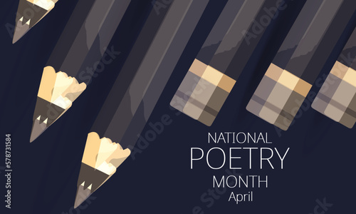 April is National Poetry Month. Template for background, banner, card, poster 