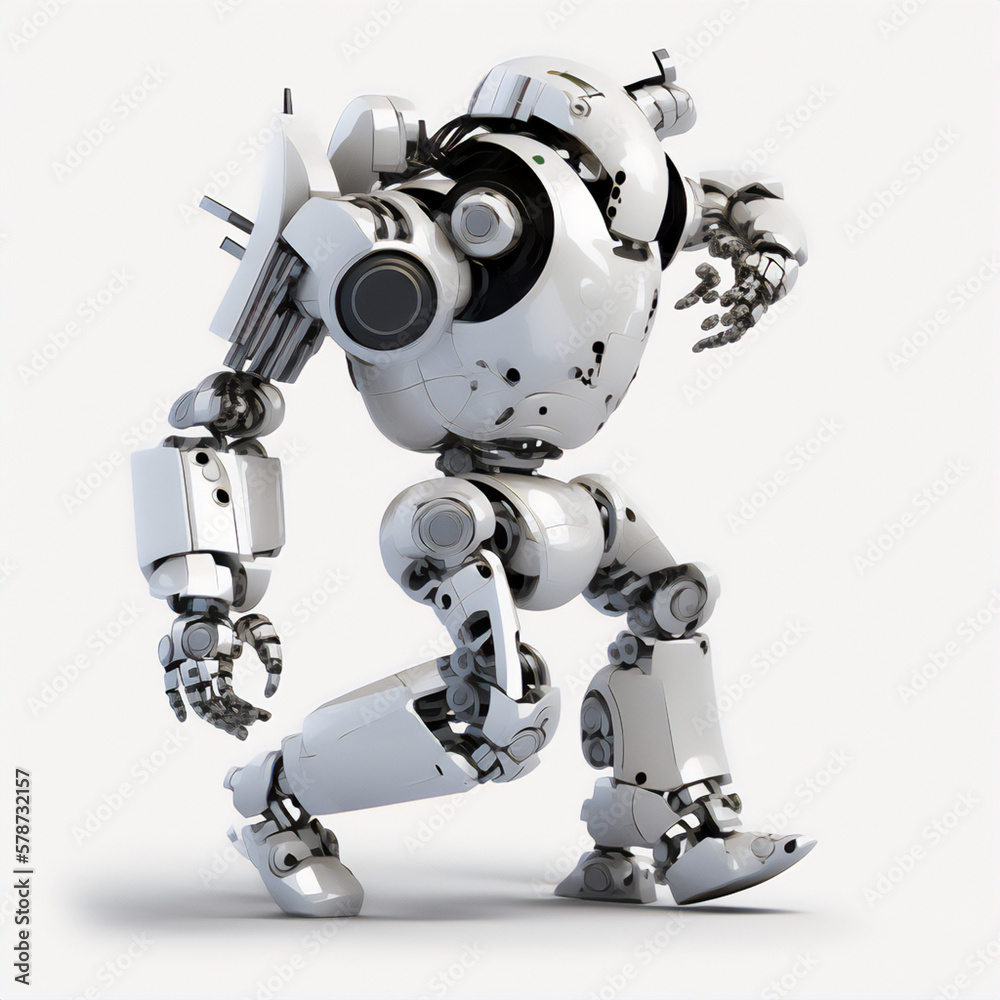 Multicolor render of a robot dancing with a funky vibe Multicolor render of a robot dancing with a funky vibe