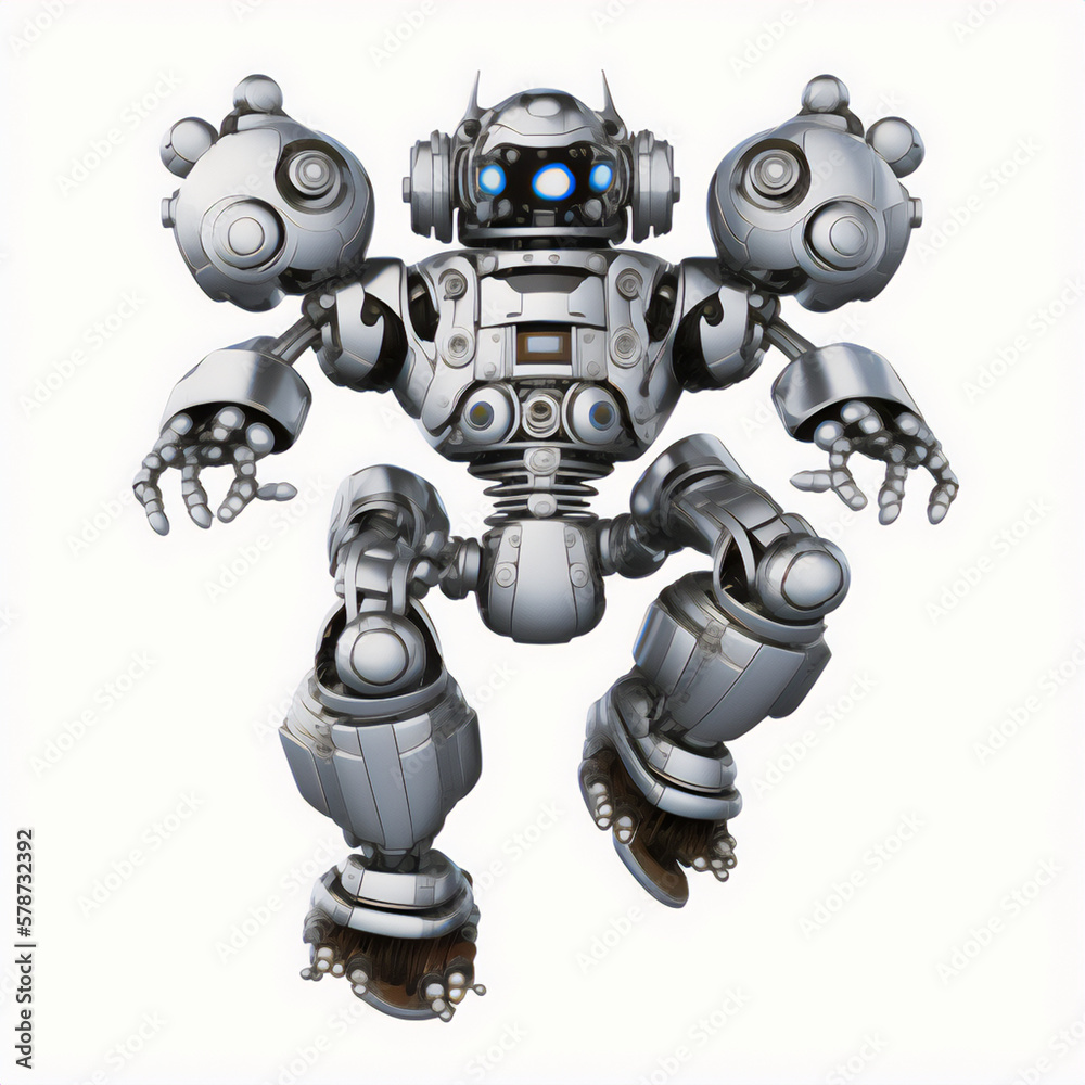 A striking image of a robot jumping on the spot A striking image of a robot jumping on the spot