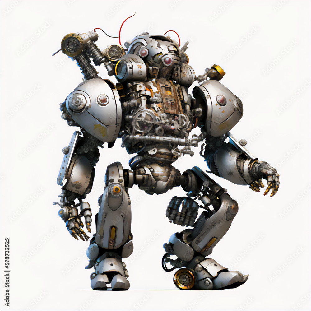 Image of a robot standing in a powerful pose, ready to take on any challenge that comes its way Image of a robot standing in a powerful pose, ready to take on any challenge that comes its way