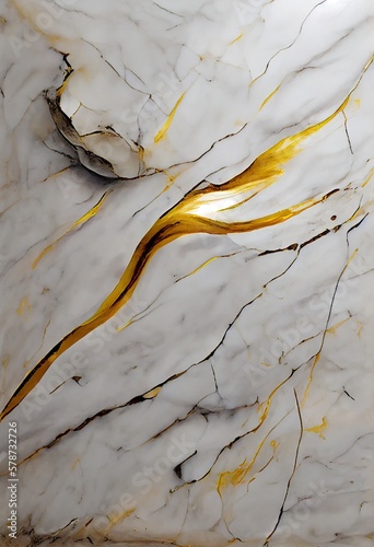 White gold marble abstrack background with gold vains and cracks