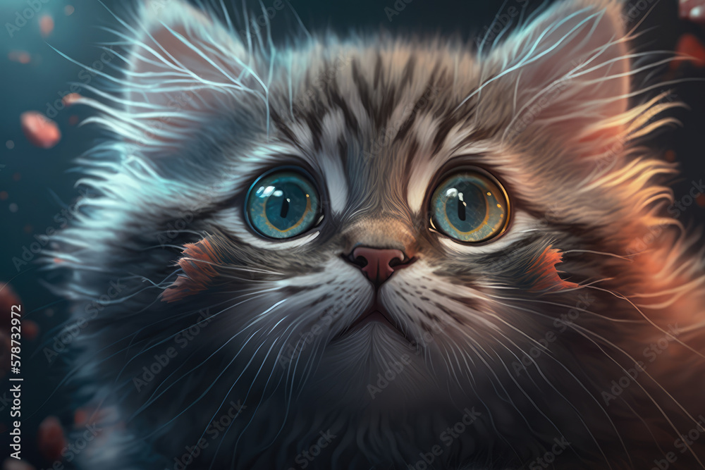 Curious Kitten with Big Eyes Gazing at Something Interesting, generative ai Curious Kitten with Big Eyes Gazing at Something Interesting, generative ai