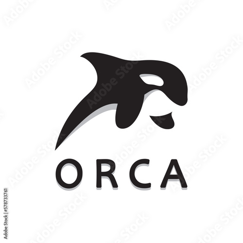 Simple orca whale animal illustration logo creative design, killer whale, underwater animal. Logo for business, identity and branding,badge,conservation,ecology concept,sea animal protection,vector