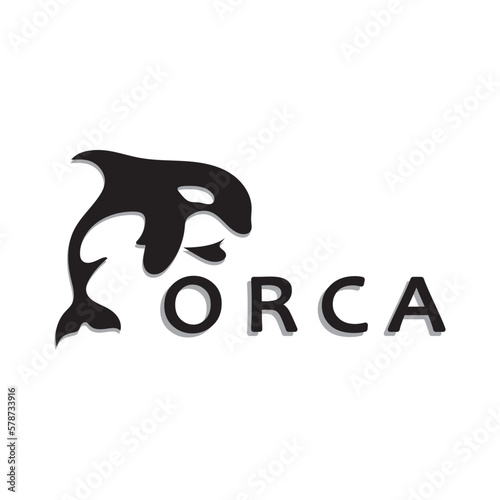 Simple orca whale animal illustration logo creative design, killer whale, underwater animal. Logo for business, identity and branding,badge,conservation,ecology concept,sea animal protection,vector