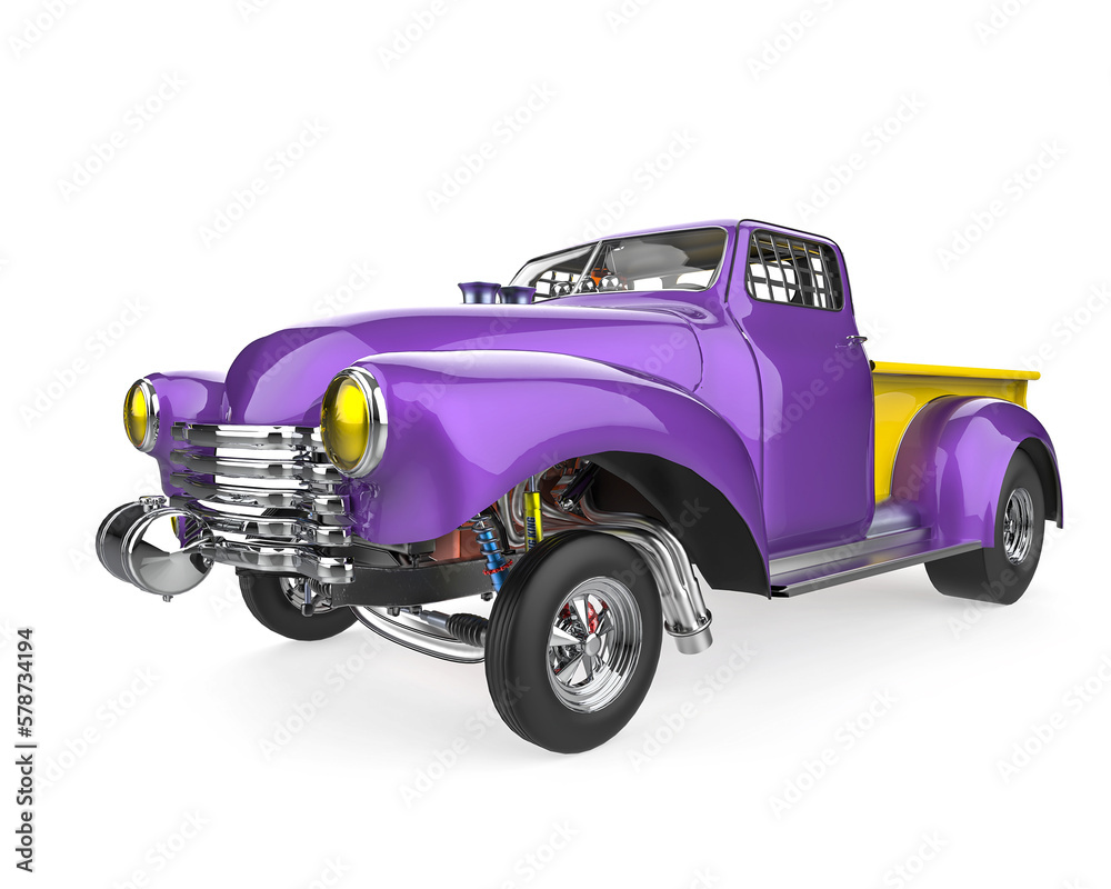 pickup truck cartoon in coolest side view