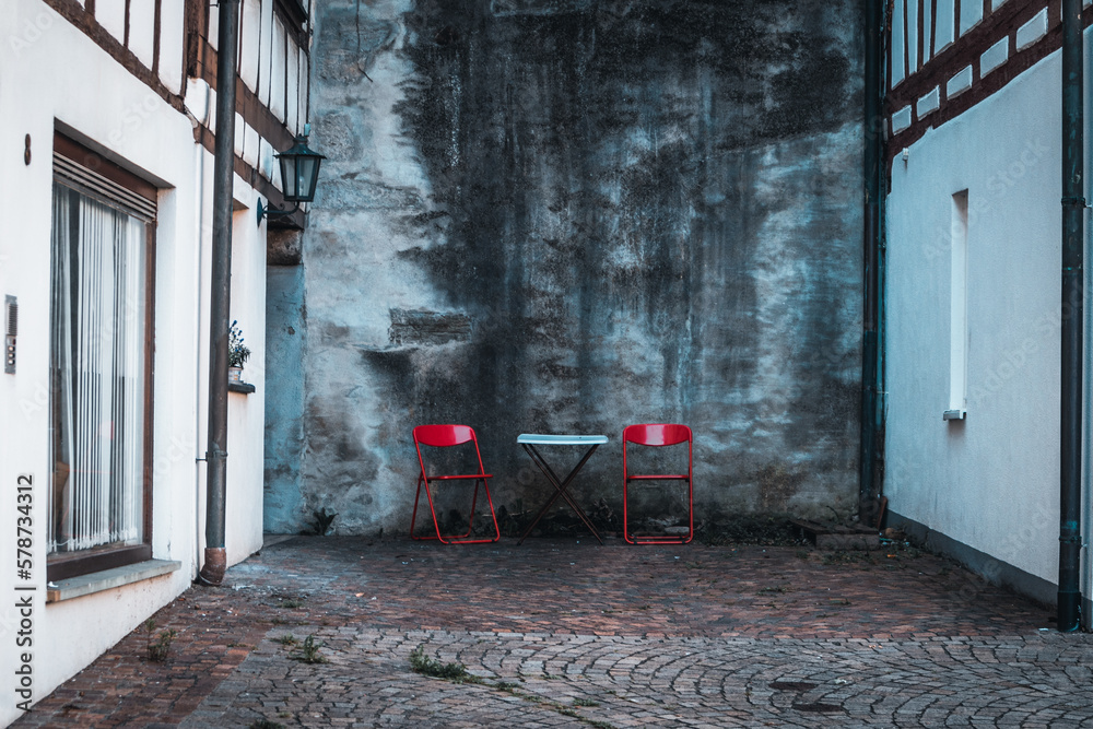Lonly red chairs, Germany