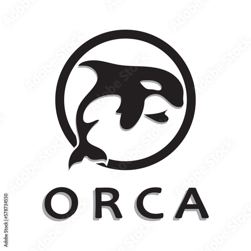 Simple orca whale animal illustration logo creative design, killer whale, underwater animal. Logo for business, identity and branding,badge,conservation,ecology concept,sea animal protection,vector