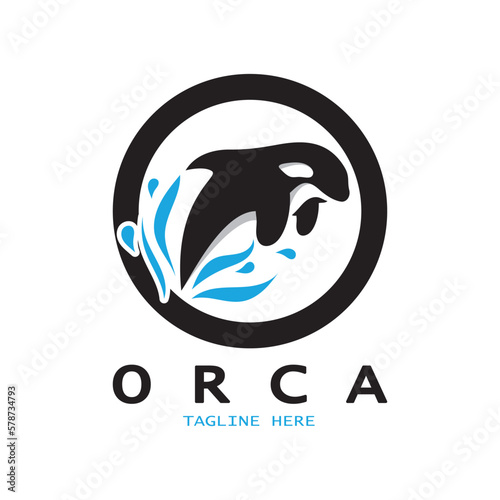 Simple orca whale animal illustration logo creative design, killer whale, underwater animal. Logo for business, identity and branding,badge,conservation,ecology concept,sea animal protection,vector