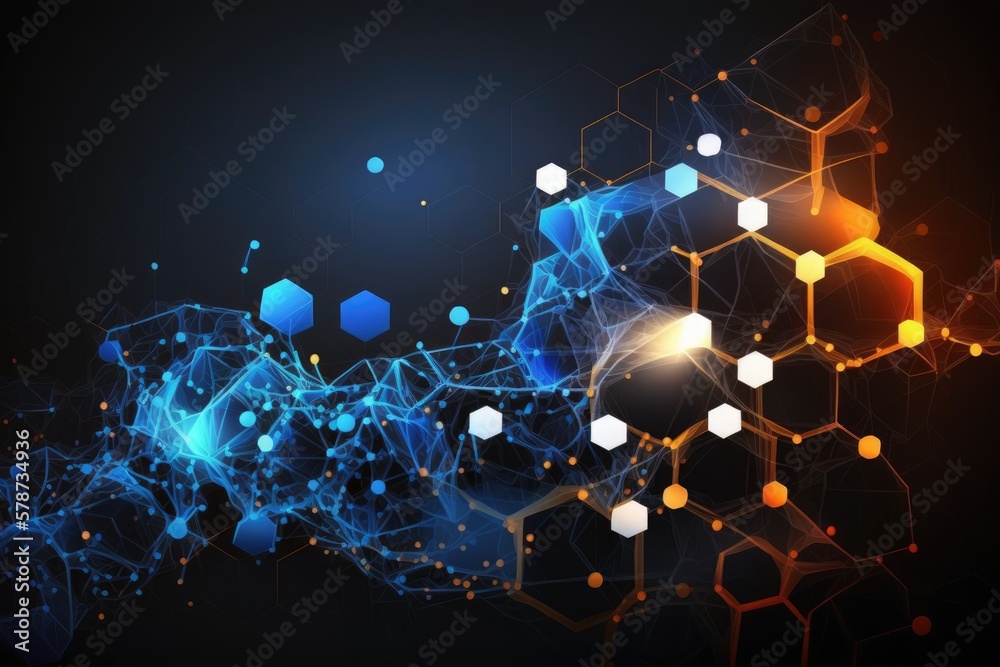It is a low poly, blue, high contrast, technological abstract ...