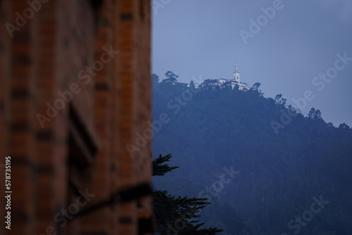 Cerro de Monserrate visto desde el casco urbano de Bogotá photo