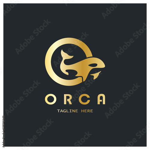 Simple orca whale animal illustration logo creative design, killer whale, underwater animal. Logo for business, identity and branding,badge,conservation,ecology concept,sea animal protection,vector