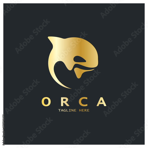Simple orca whale animal illustration logo creative design, killer whale, underwater animal. Logo for business, identity and branding,badge,conservation,ecology concept,sea animal protection,vector