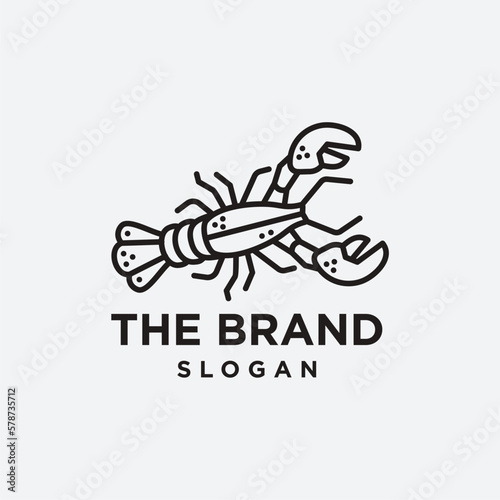 lobster simple line icon logo vector design, modern logo pictogram design of sea food in abstract outline logo