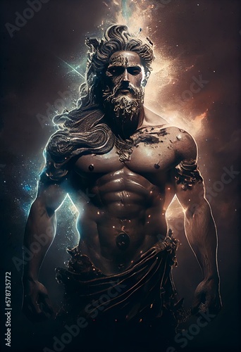a greek god wearing ancient greek clothing, Generative AI