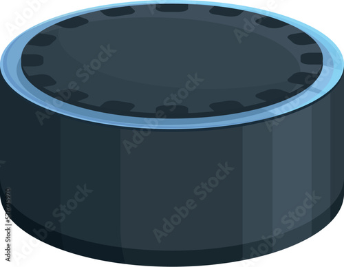 Round smart speaker icon cartoon vector. Voice device. Home system