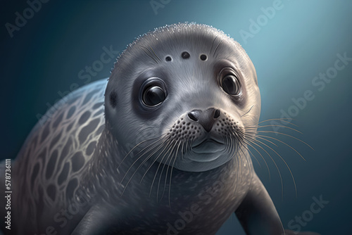 Precious Baby Seal Posing with a Tilted Head, generative ai