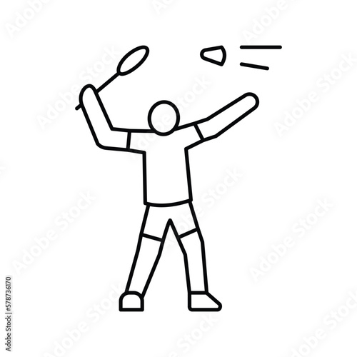 player badminton line icon vector illustration