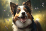Smiling Dog with Tongue Out Enjoying a Sunny Day in the Park, generative ai
