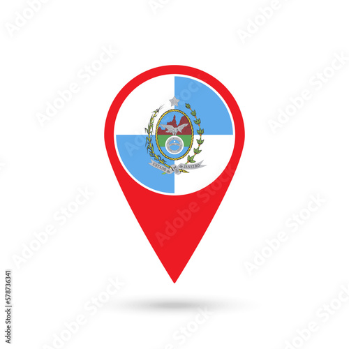 Map pointer with state Rio de Janeiro. Vector illustration.