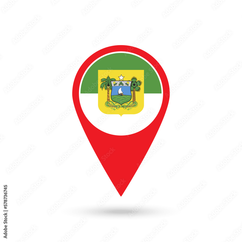 Obraz premium Map pointer with state Rio Grande do Norte. Vector illustration.