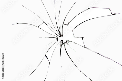 Texture of broken glass with cracks.