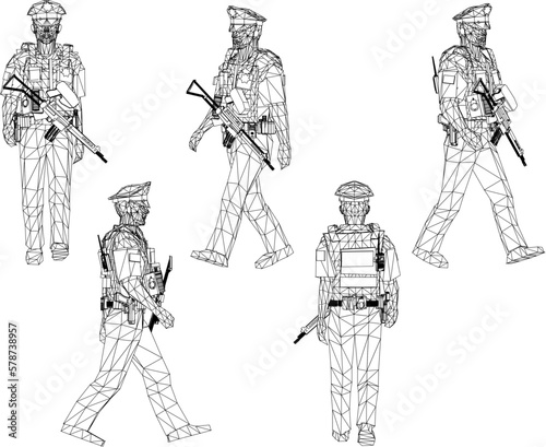 Vector sketch illustration of a policeman on duty