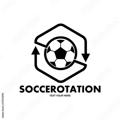 Football or soccer rotation player with arrow logo vector design