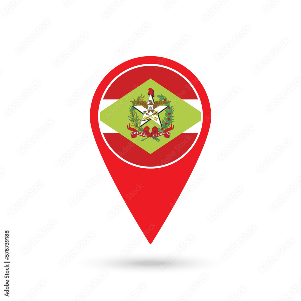 Map pointer with state Santa Catarina. Vector illustration. Map pointer with state Santa Catarina. Vector illustration.