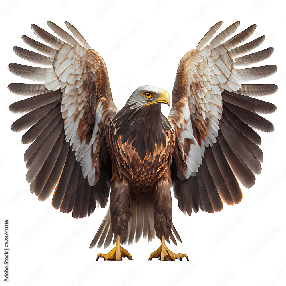Obraz premium Eagle spread his wings isolated on transparent background. Generative AI