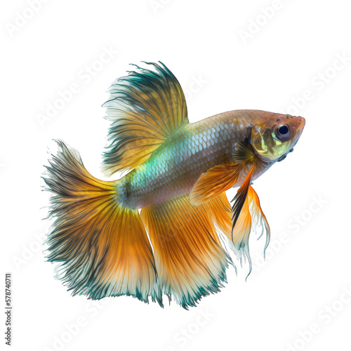 Guppy aquarium fish isolated on white background. Generative AI