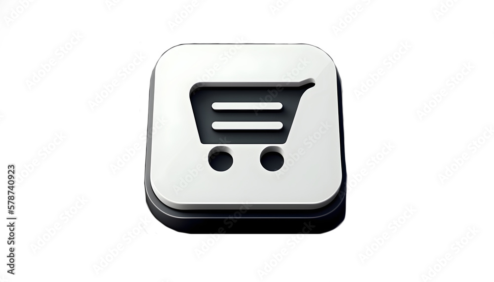 Minimalist monotone shopping cart 3D square push button Minimalist monotone shopping cart 3D square push button