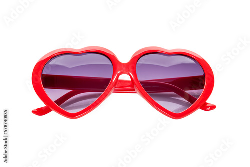 Heart shaped sunglasses with red frames