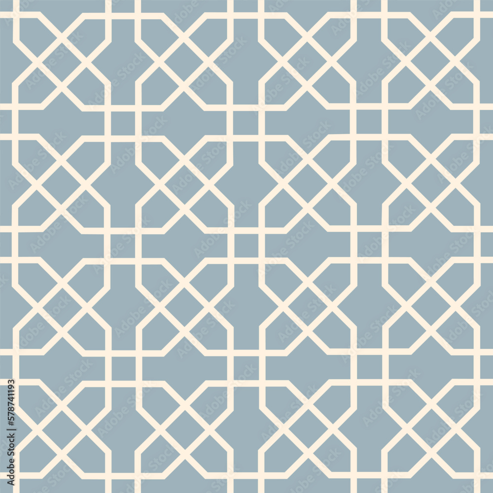Abstract geometric retro seamless pattern. Mosaic design tile background. Geometric line celtic ornament with stylish asian floral motif